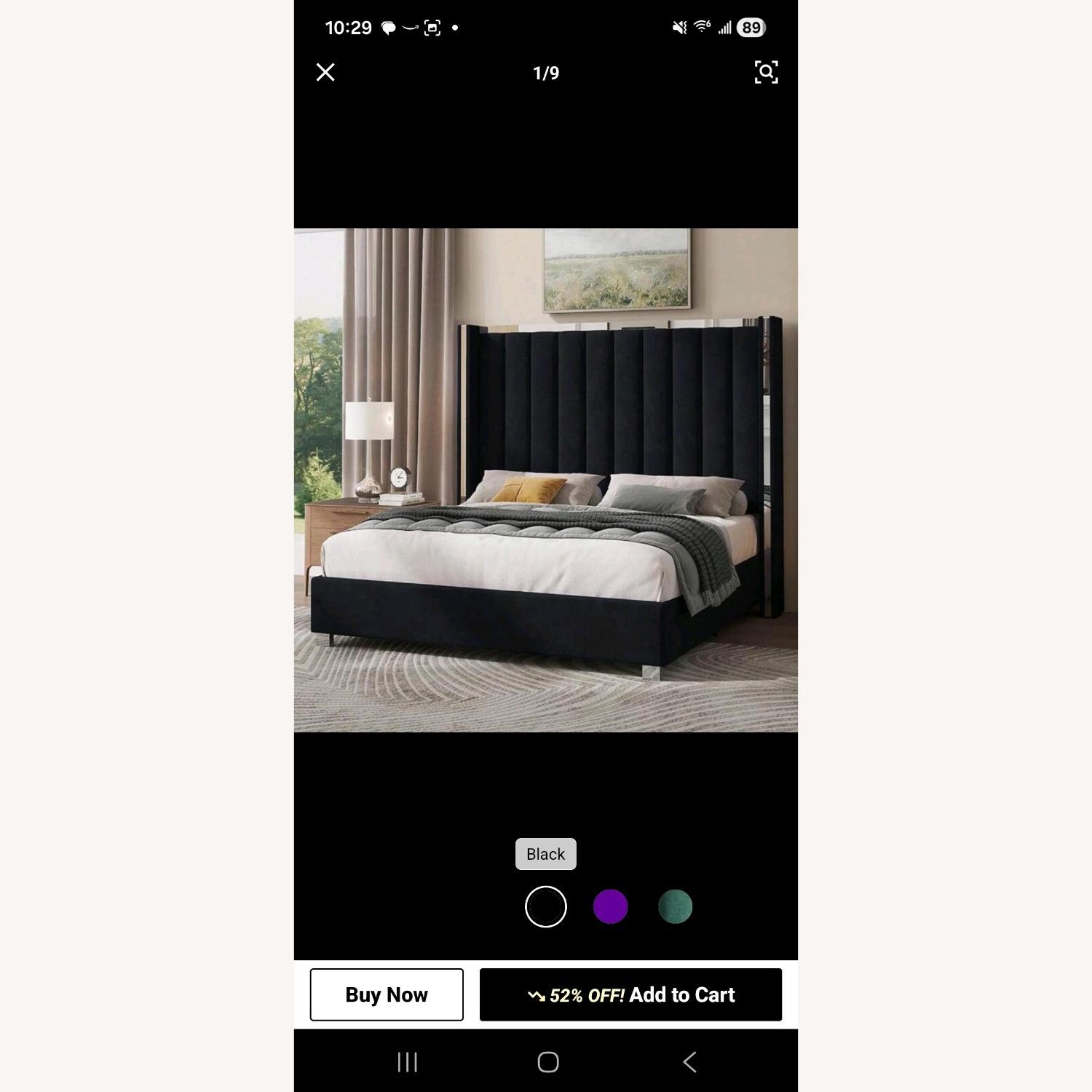 Velvet Upholstered Bed Frame With 58" Tall  - image-2