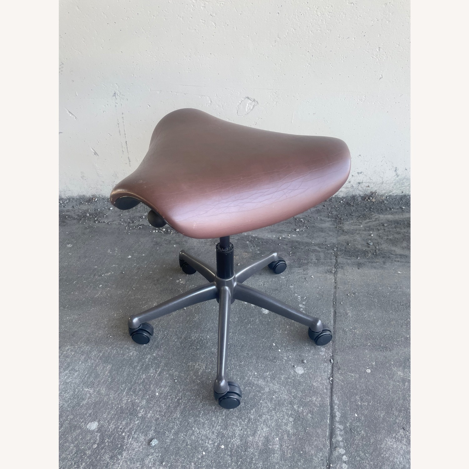 Humanscale Dark Brown Leather Stool - image-1