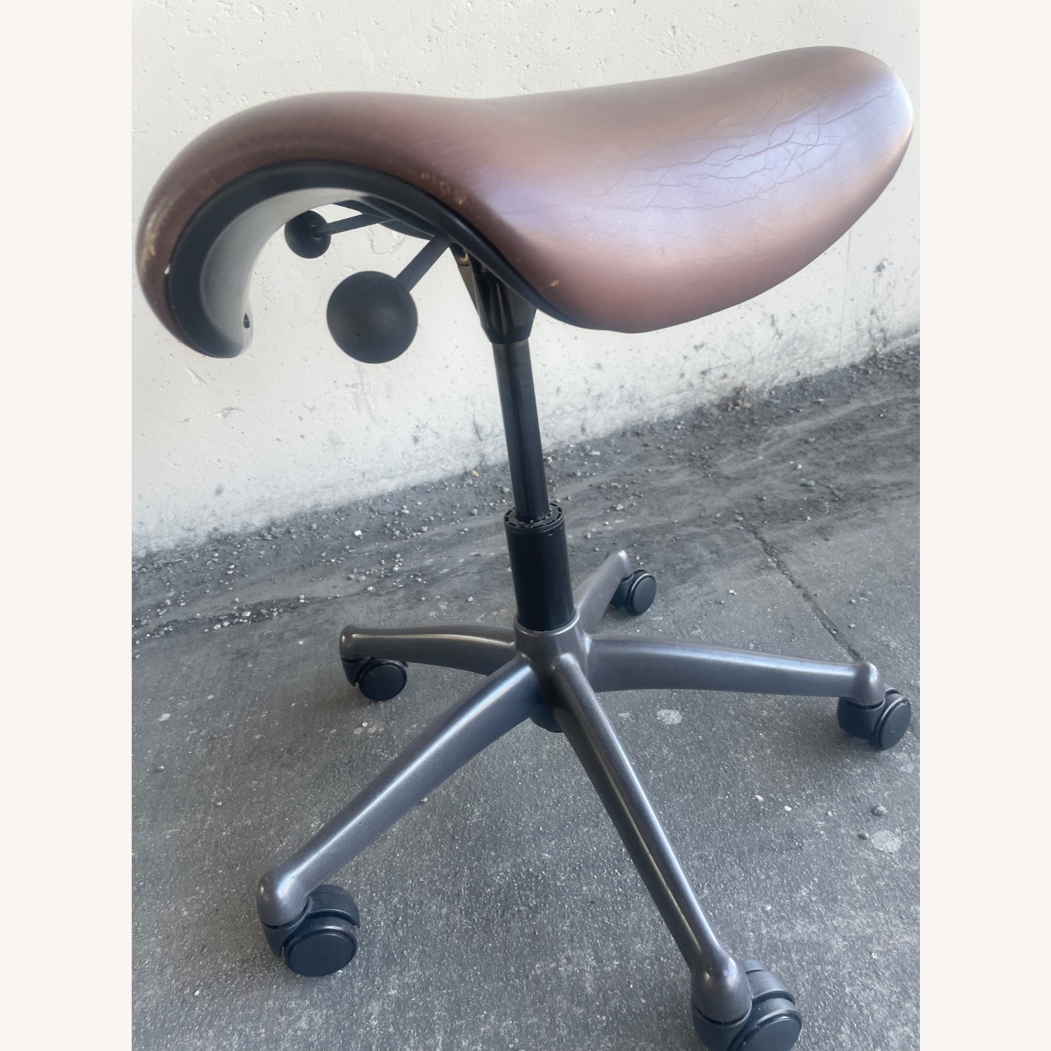 Humanscale Dark Brown Leather Stool - image-4