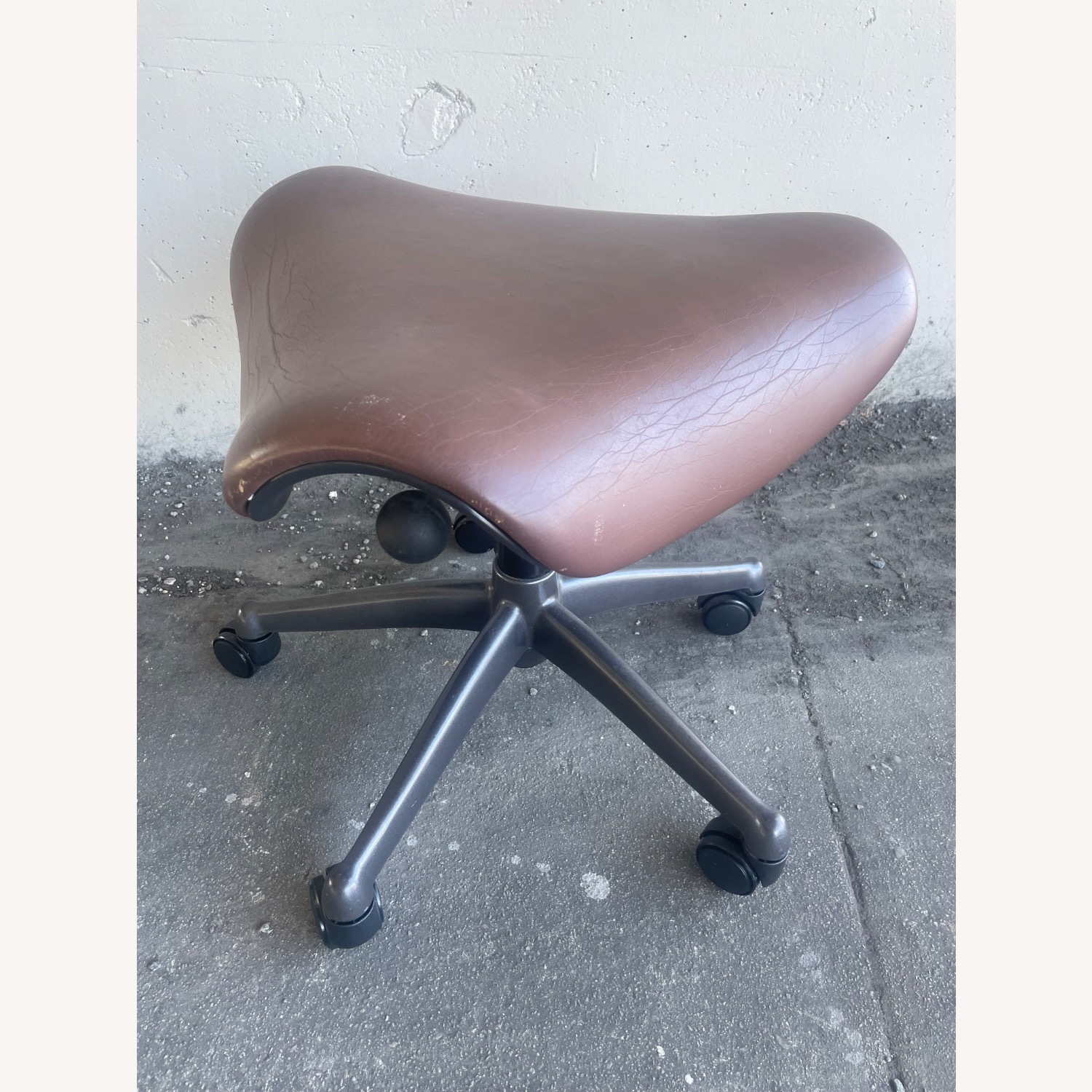 Humanscale Dark Brown Leather Stool - image-9