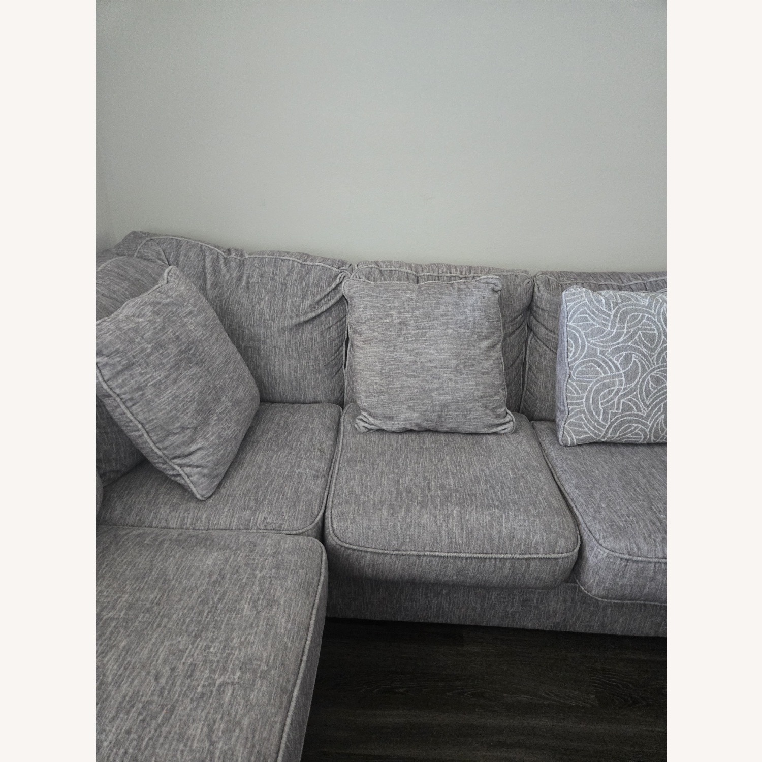 Living Spaces Light Gray Fabric 3+ Seater Sofa - image-2