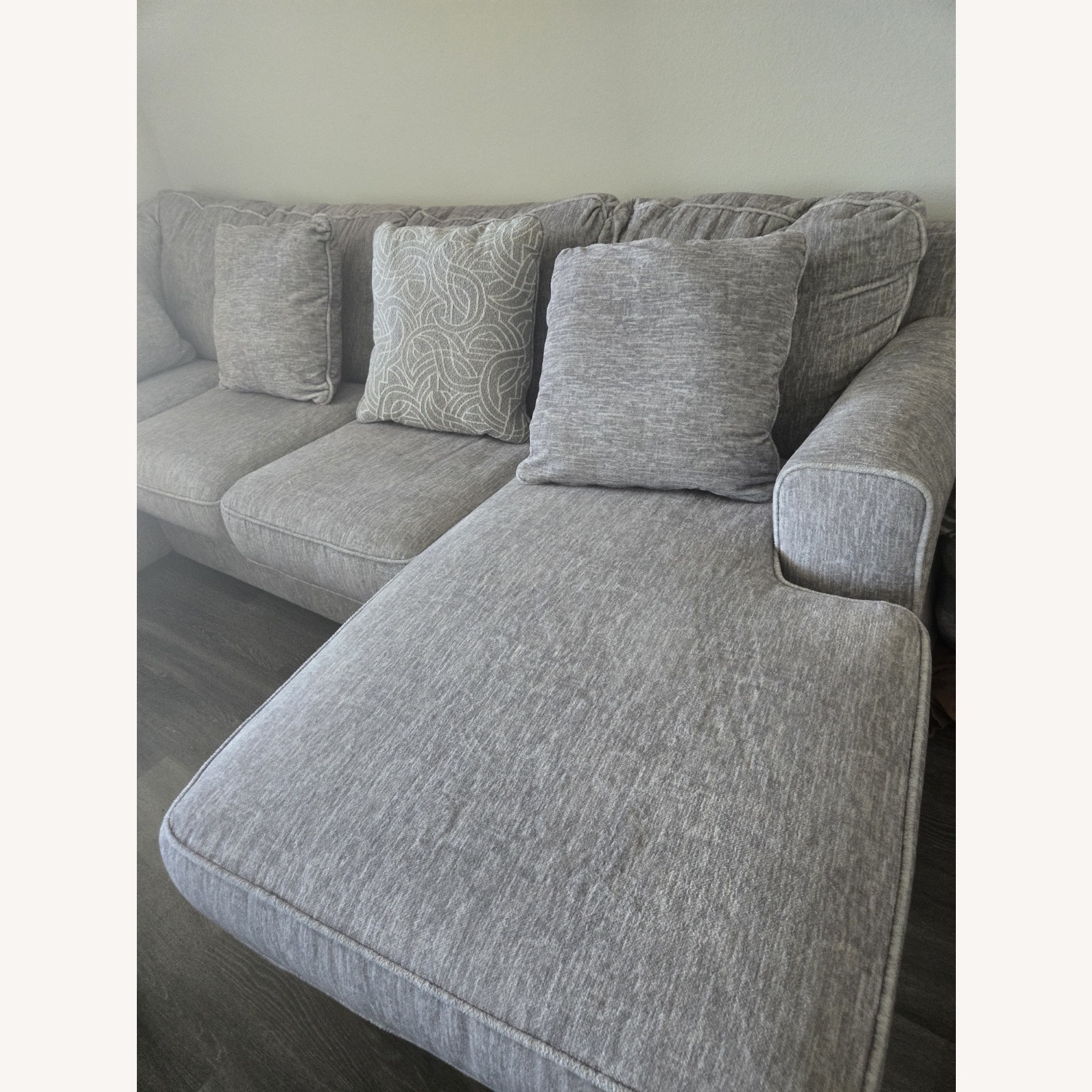Living Spaces Light Gray Fabric 3+ Seater Sofa - image-4