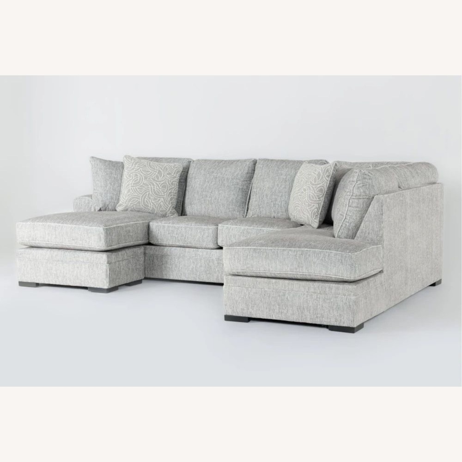 Living Spaces Light Gray Fabric 3+ Seater Sofa - image-3