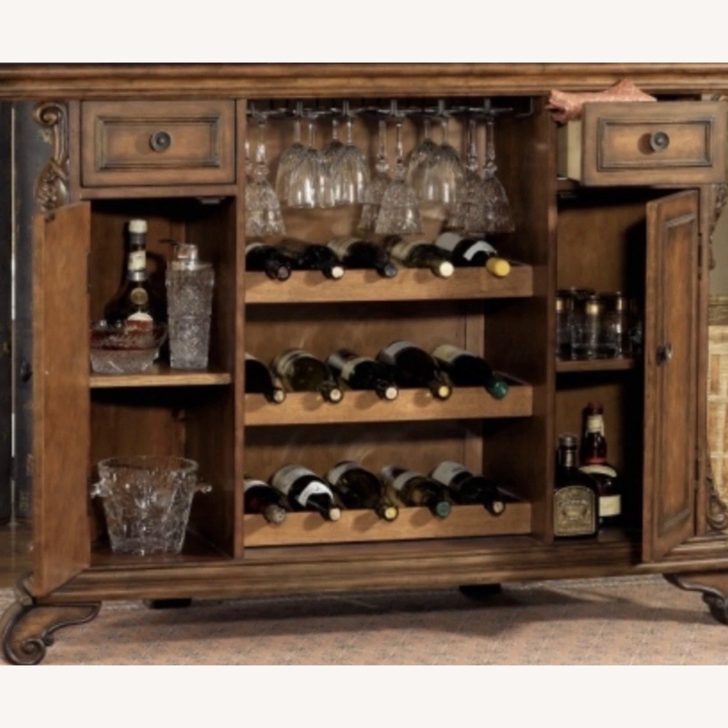 Powell Furniture Cherry Brown Wood Bar Cart - image-3
