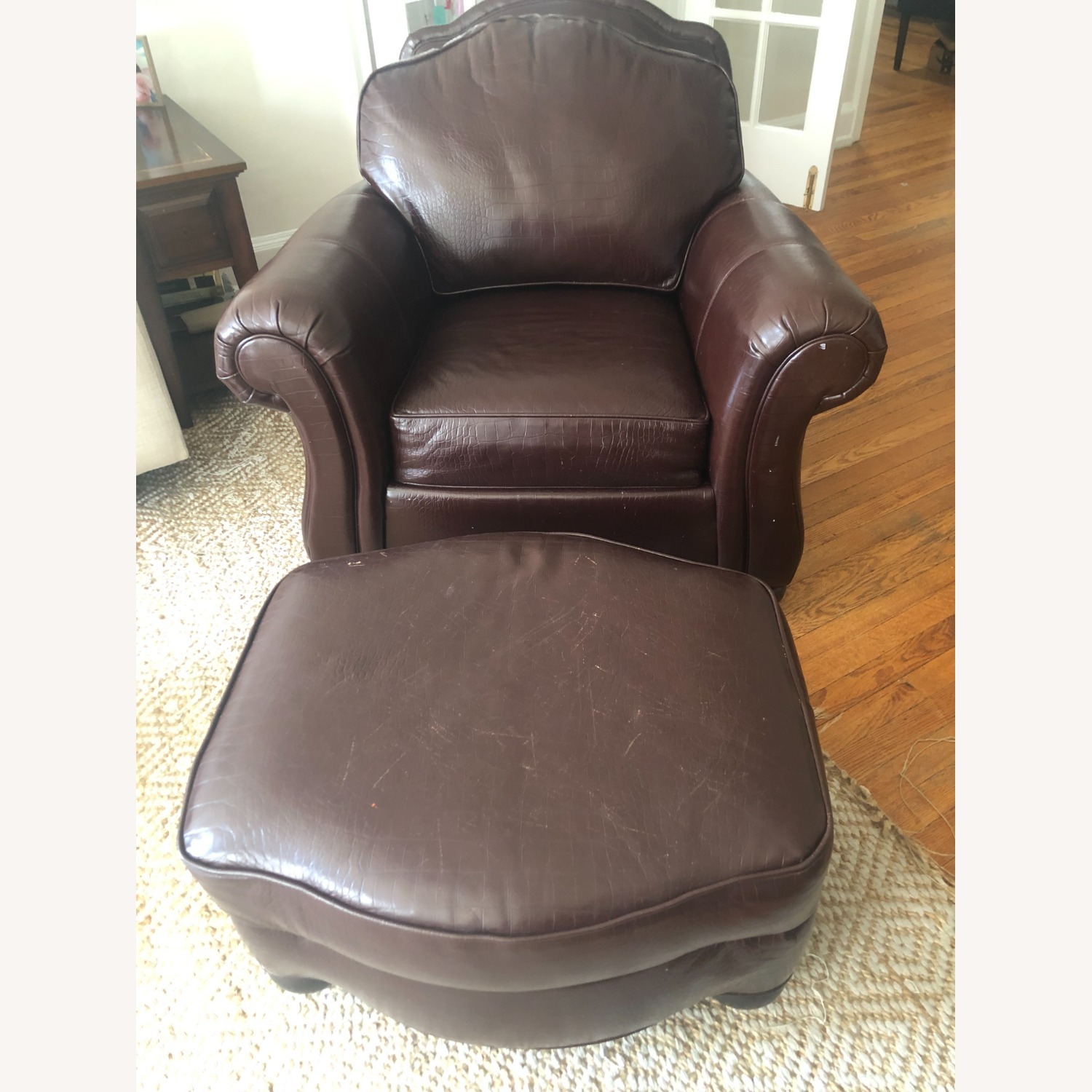 Ethan Allen Dark Brown Leather Accent Chair - image-2