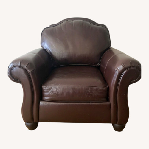 Used Ethan Allen Dark Brown Leather Accent Chair for sale on AptDeco