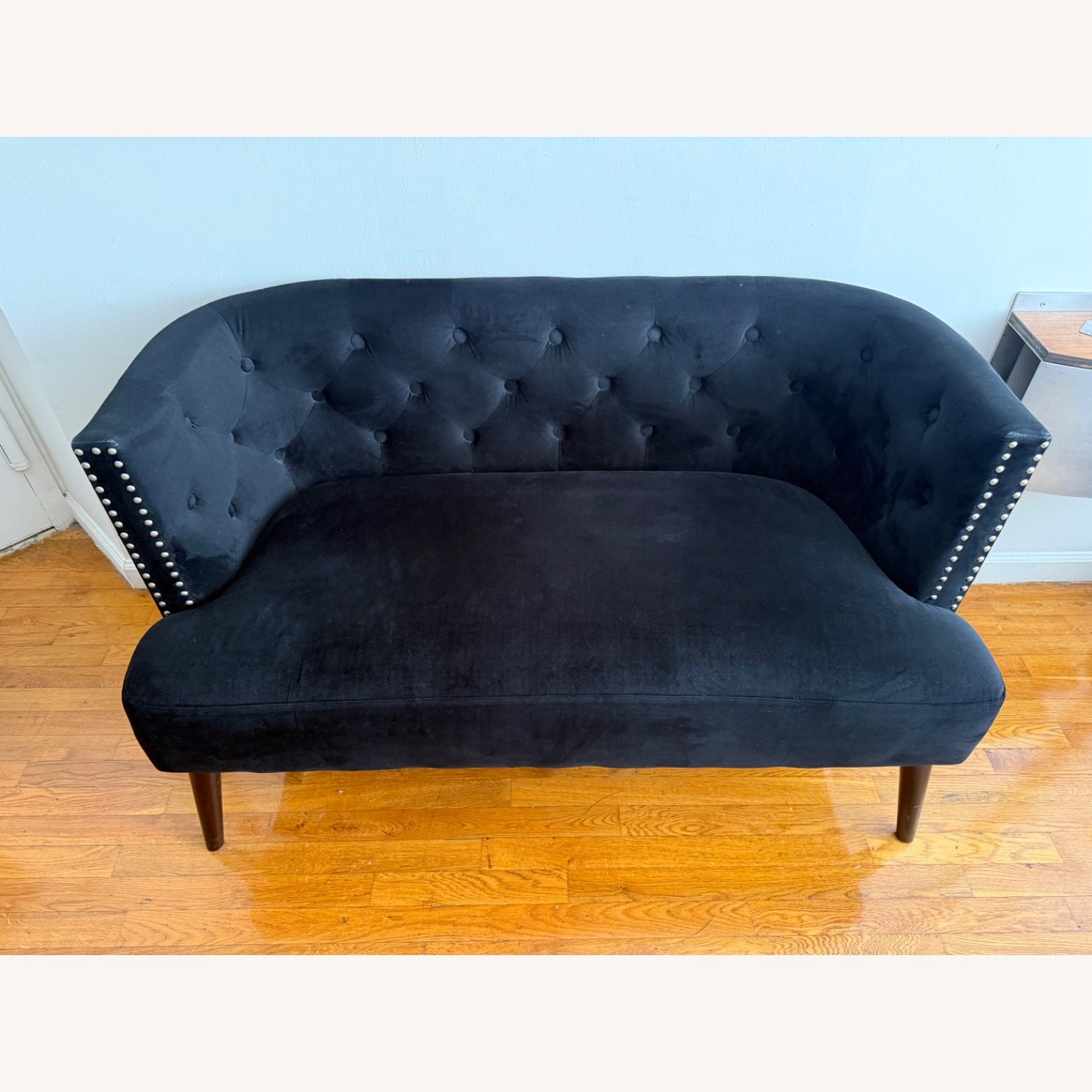 Abbyson Living Furniture Black Velvet Loveseat - image-6