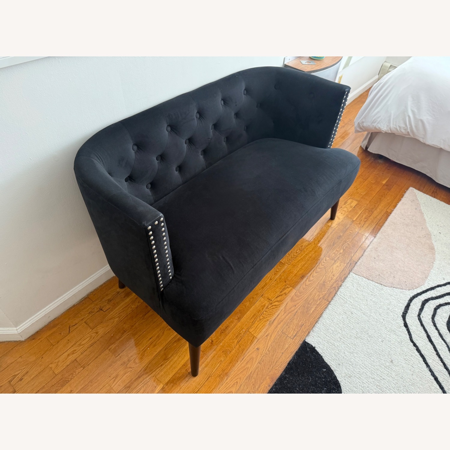 Abbyson Living Furniture Black Velvet Loveseat - image-5