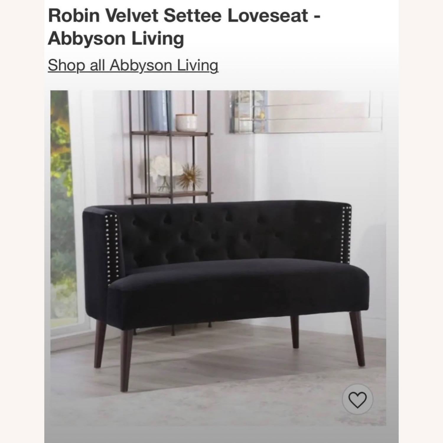 Abbyson Living Furniture Black Velvet Loveseat - image-2