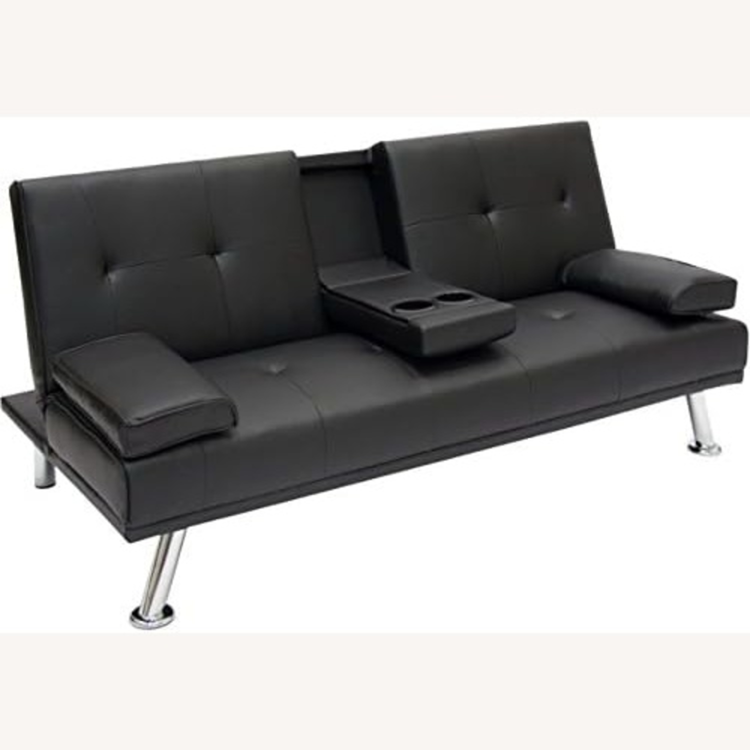 Black Leather Sleeper Sofa - image-8