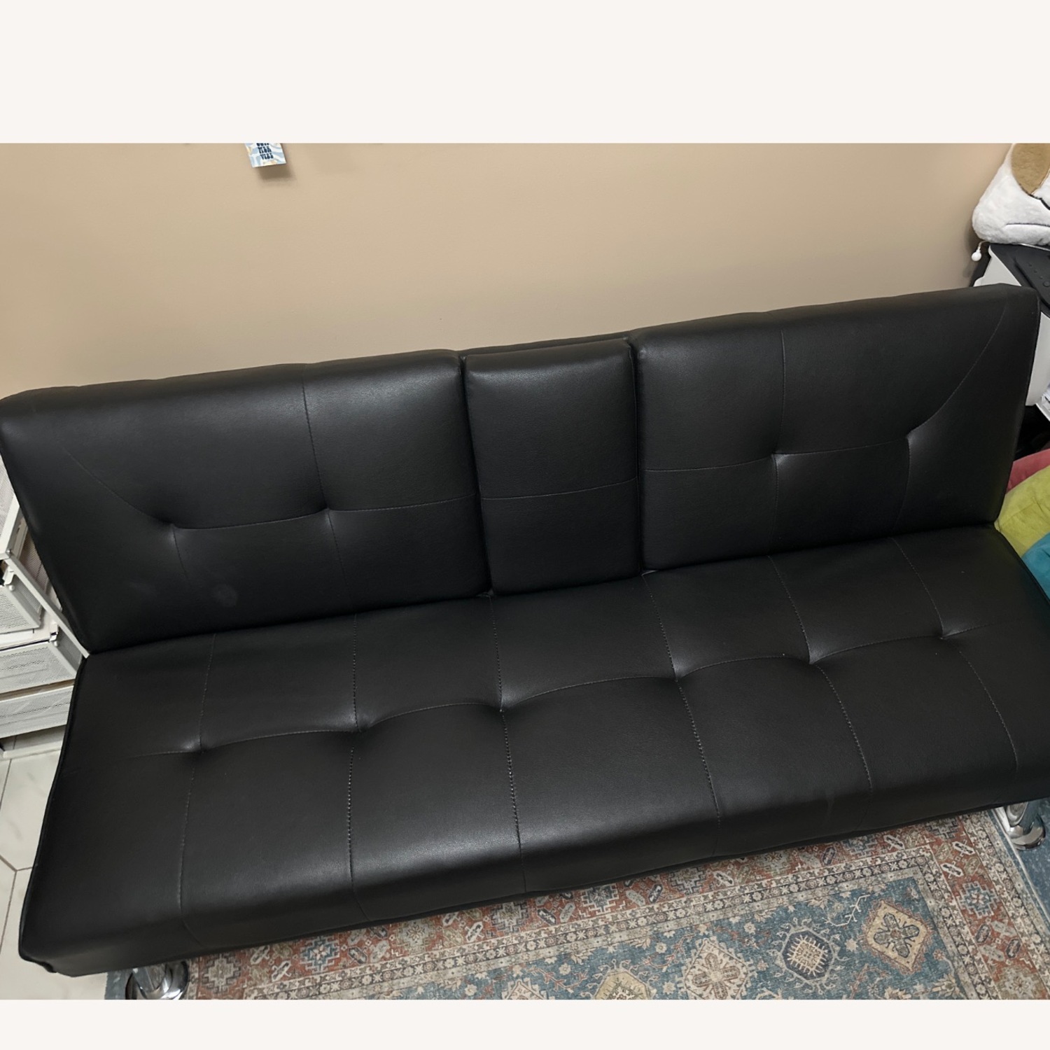 Black Leather Sleeper Sofa - image-7