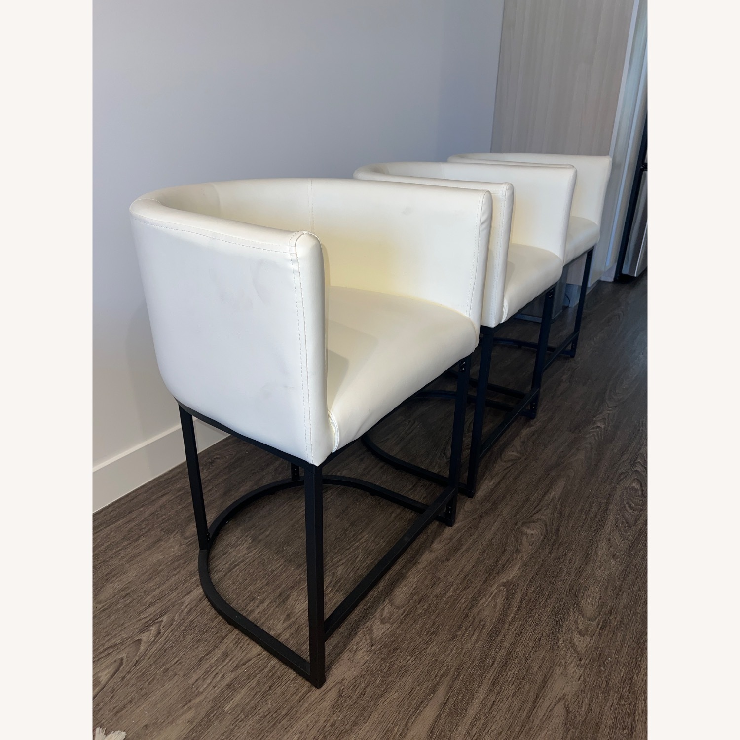 White Leather Stools - image-3