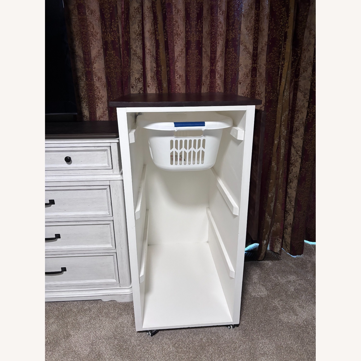 Laundry Cabinet (White Wood, Brown Wood Top) - image-2