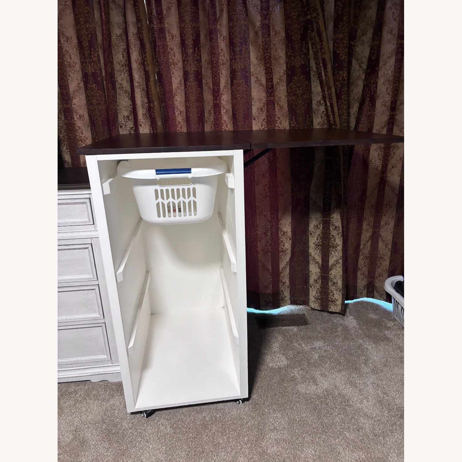 Laundry Cabinet (White Wood, Brown Wood Top) - image-1