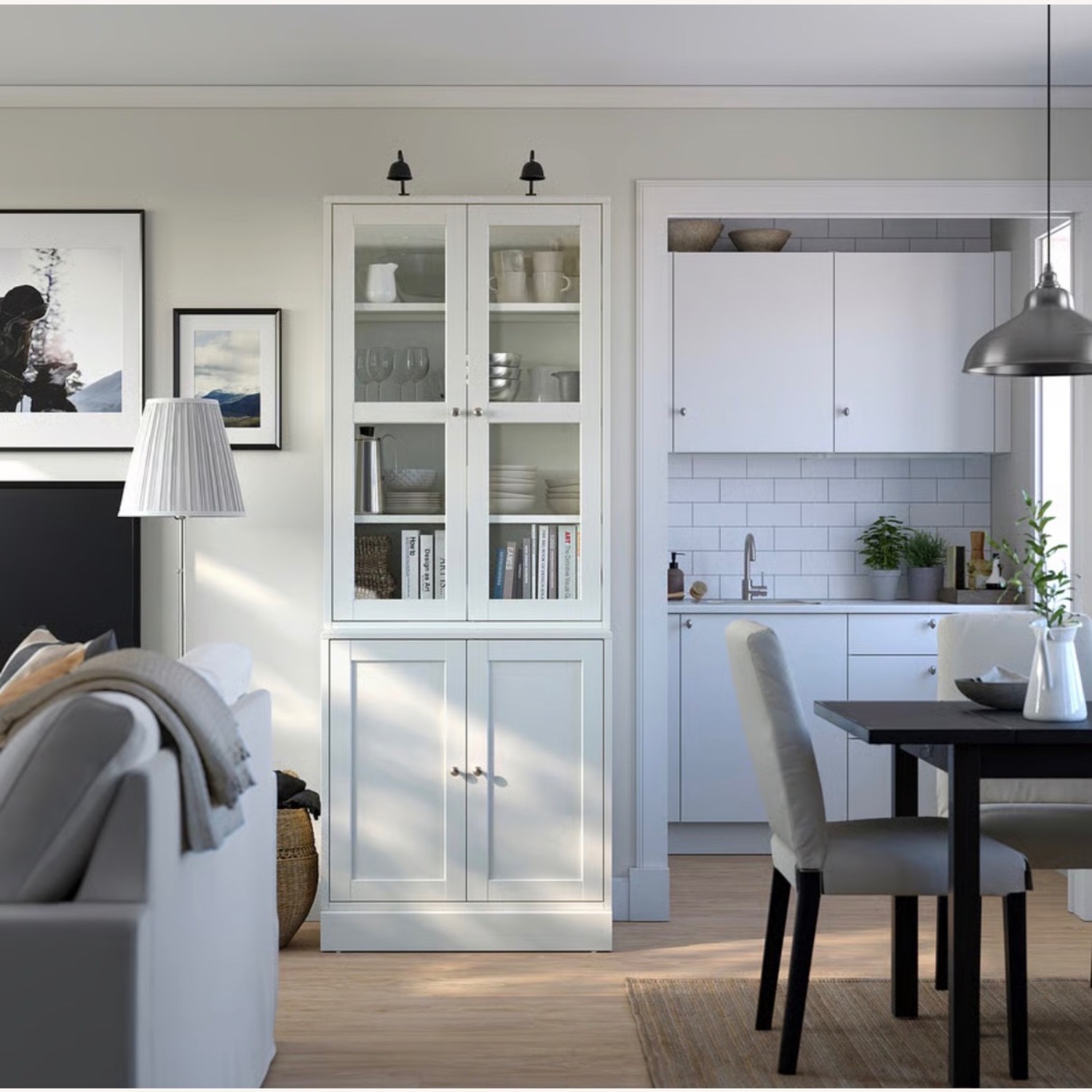 IKEA Havsta Light Gray Storage Combination W Glass Doors - image-2