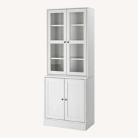 IKEA Havsta Light Gray Storage Combination W Glass Doors