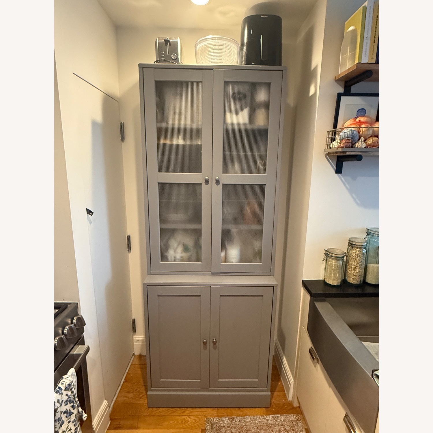 IKEA Havsta Light Gray Storage Combination W Glass Doors - image-1