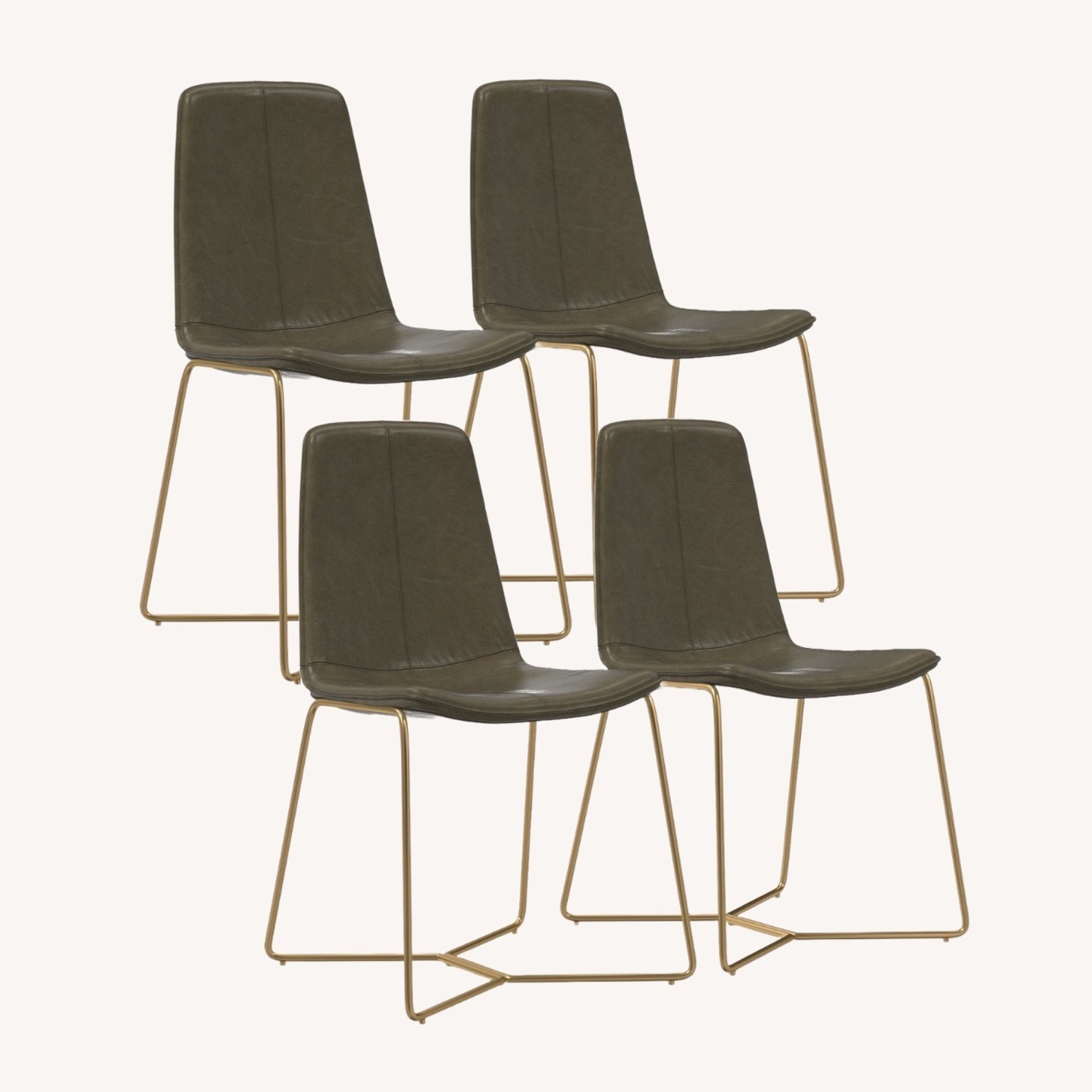 West Elm Slope Green Leather Dining Chairs  - image-6