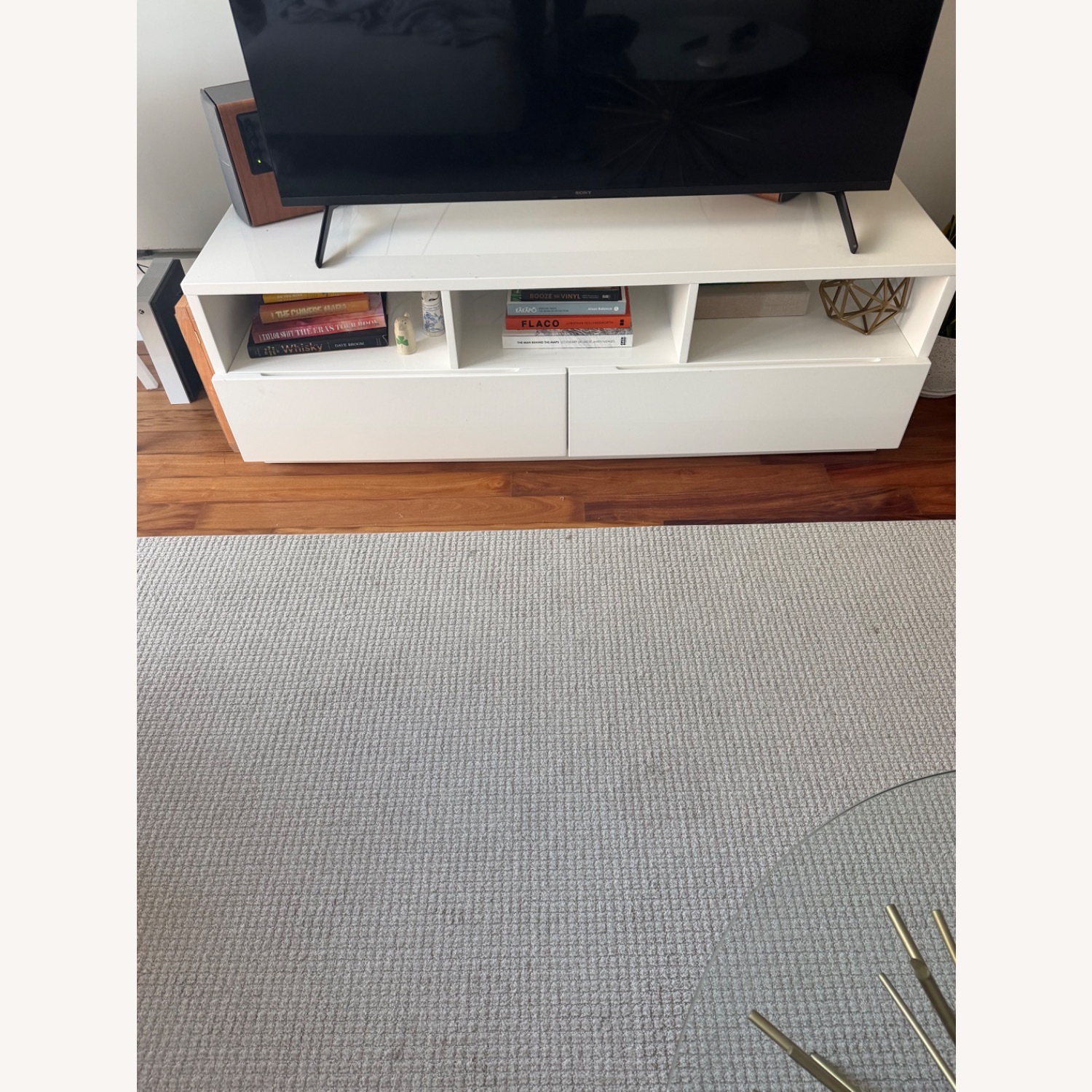 CB2 White Chill 60" White High-Gloss Media Console - image-3