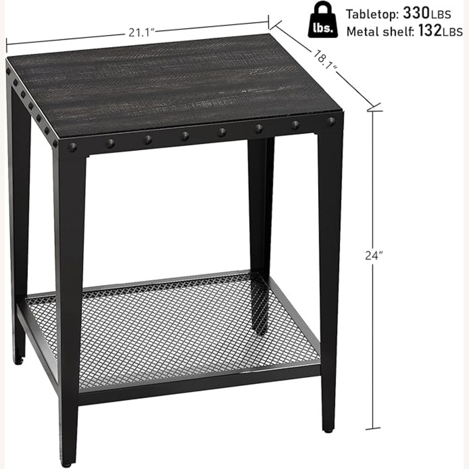 Set of 2 Industrial Metal Tables with Mesh Shelf - image-10