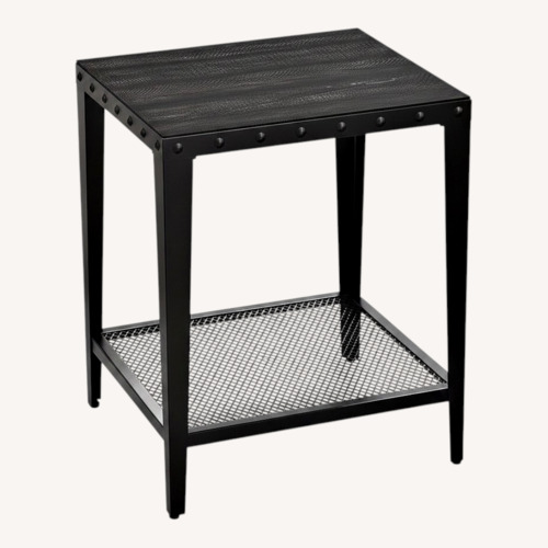 Used Set of 2 Industrial Metal Tables with Mesh Shelf for sale on AptDeco