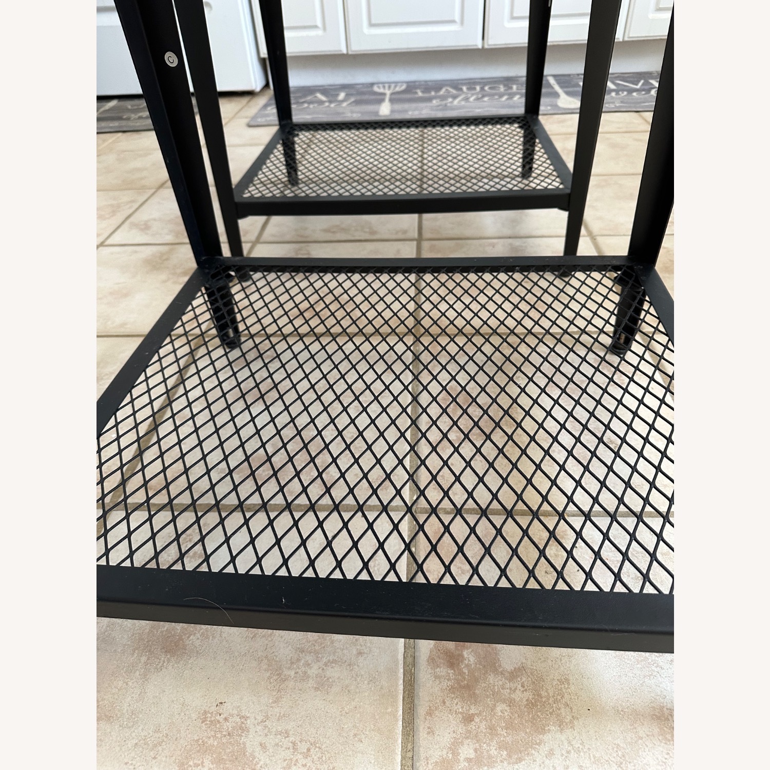 Set of 2 Industrial Metal Tables with Mesh Shelf - image-2