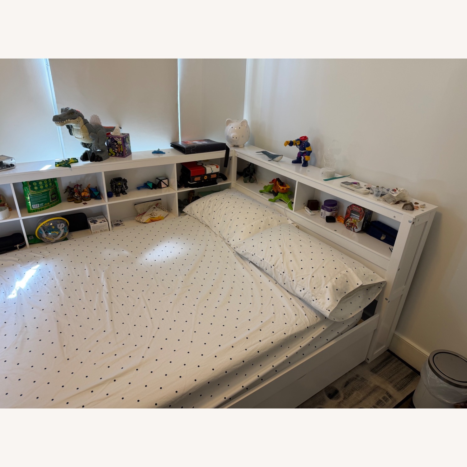 White Wood Full Bed with Trundle - image-3