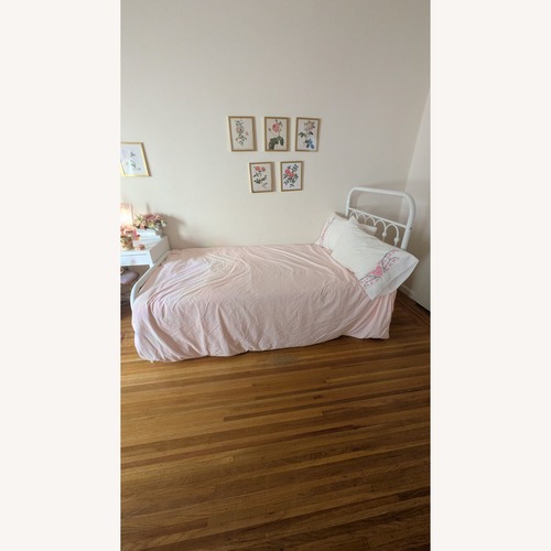 Used Wayfair White Metal Cottagecore Twin Bed for sale on AptDeco