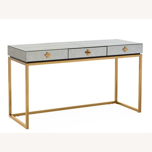 Used Jonathan Adler Silver Delphine Mirrored Glass Desk for sale on AptDeco
