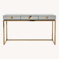 Jonathan Adler Silver Delphine Mirrored Glass Desk