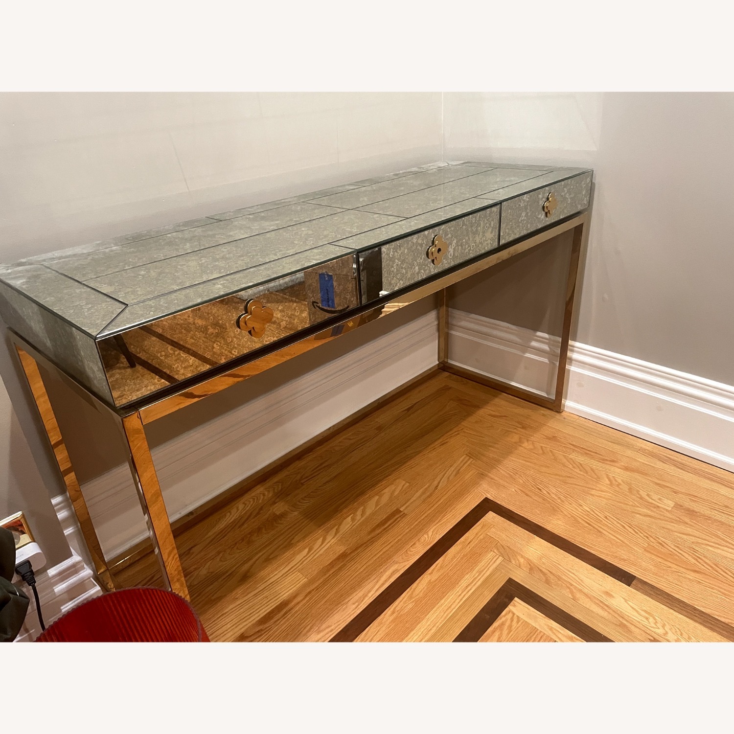 Jonathan Adler Silver Delphine Mirrored Glass Desk - image-6