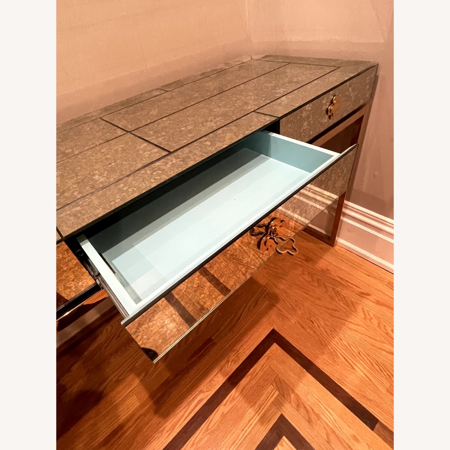 Jonathan Adler Silver Delphine Mirrored Glass Desk - image-5