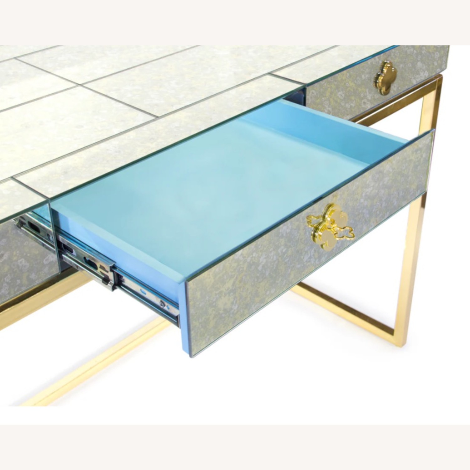 Jonathan Adler Silver Delphine Mirrored Glass Desk - image-3