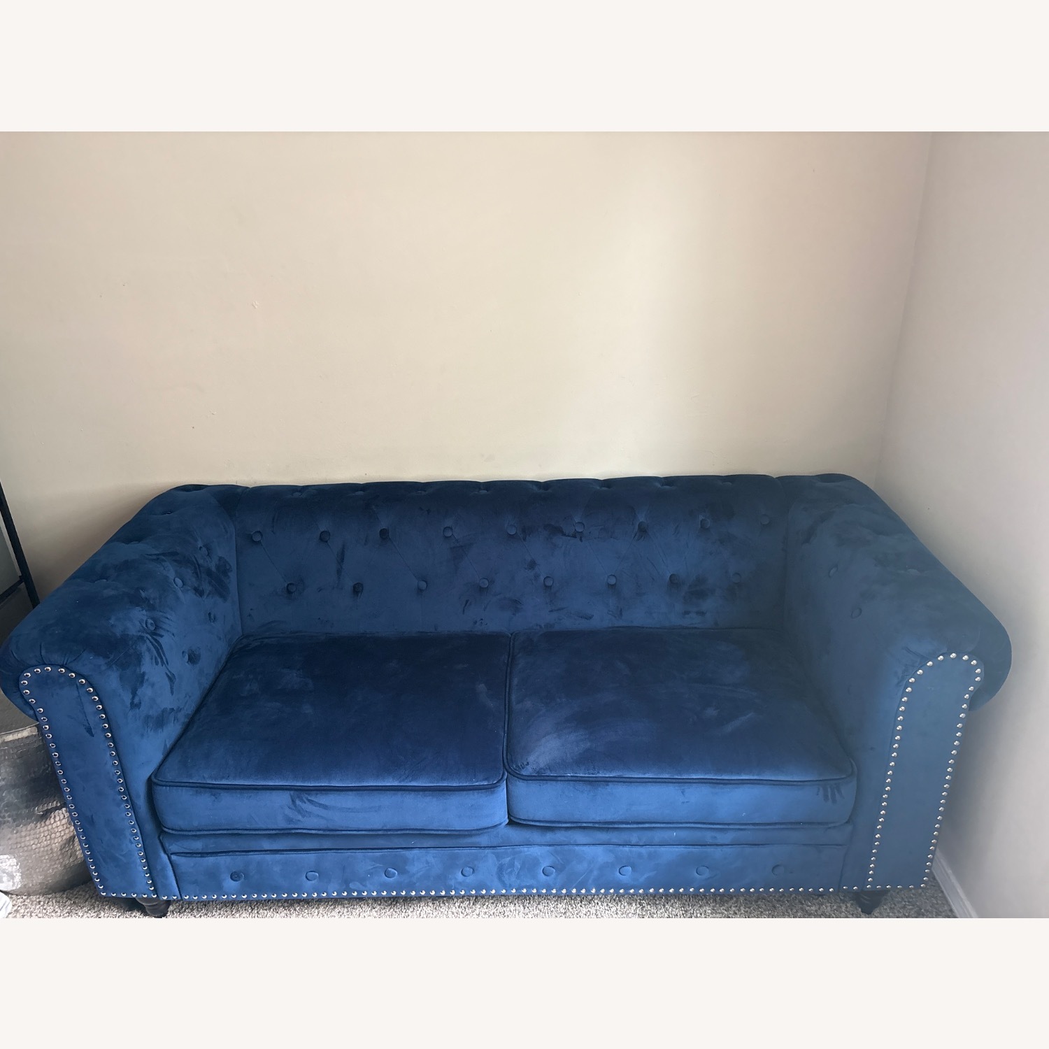 Wayfair Blue Velvet Loveseat - image-1