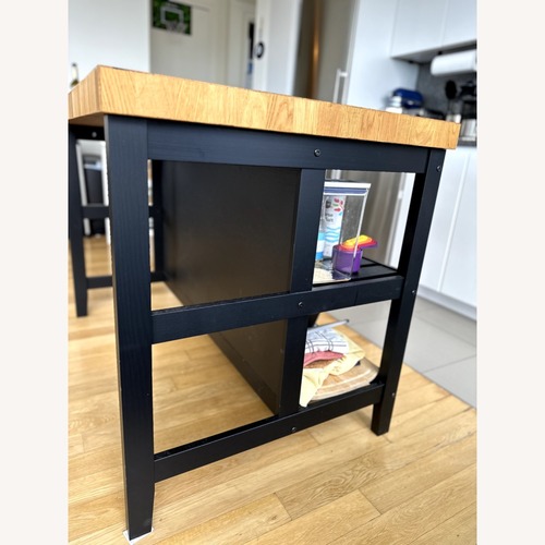 Used IKEA VADHOLMA Kitchen Island + 2 Bar Stools for sale on AptDeco