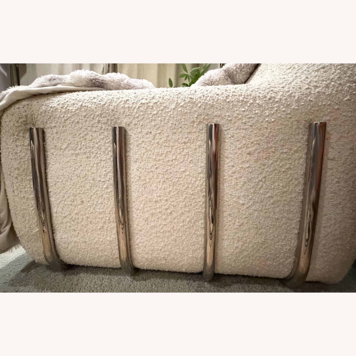 CB2 Brace Cream Boucle Accent Chair - image-3