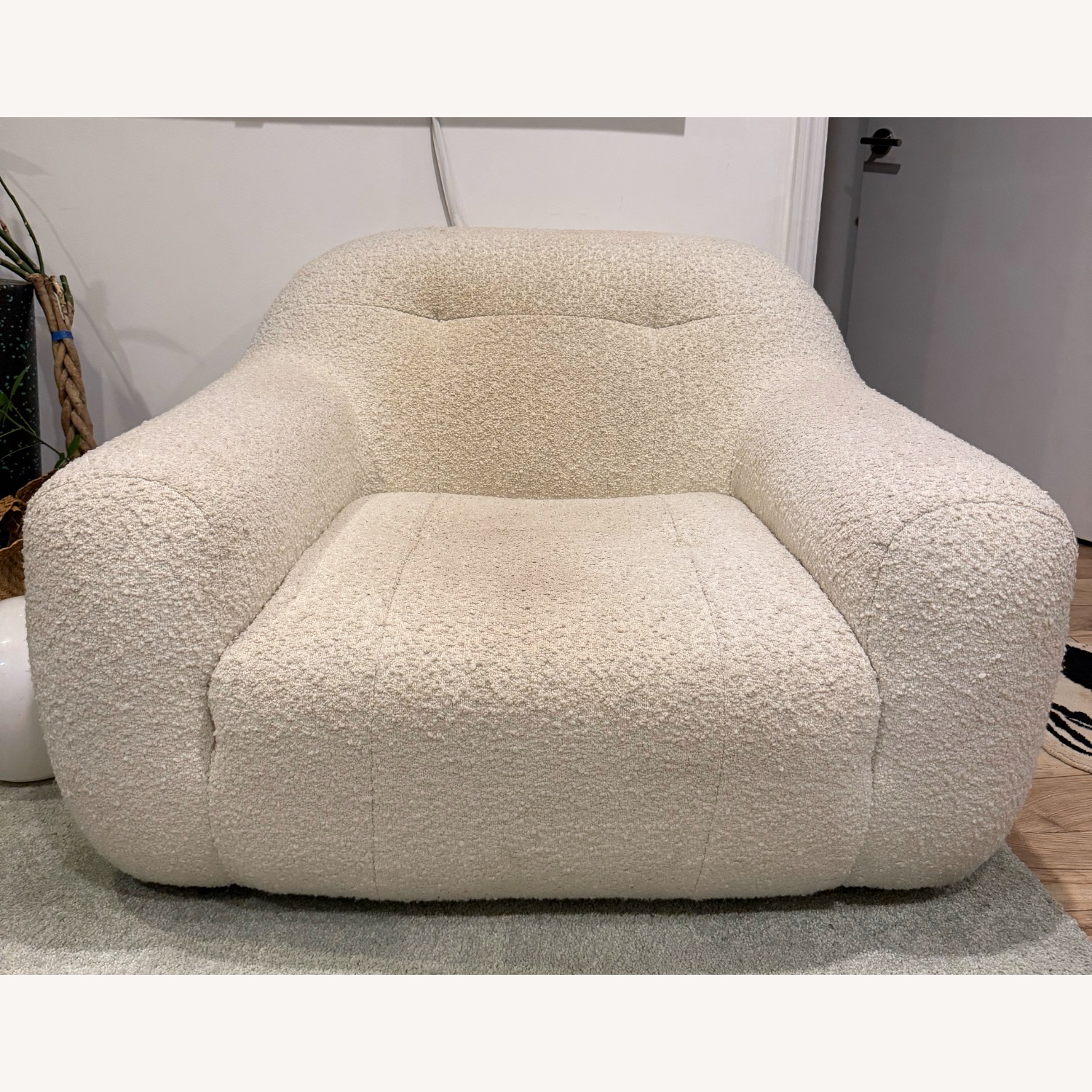 CB2 Brace Cream Boucle Accent Chair - image-2
