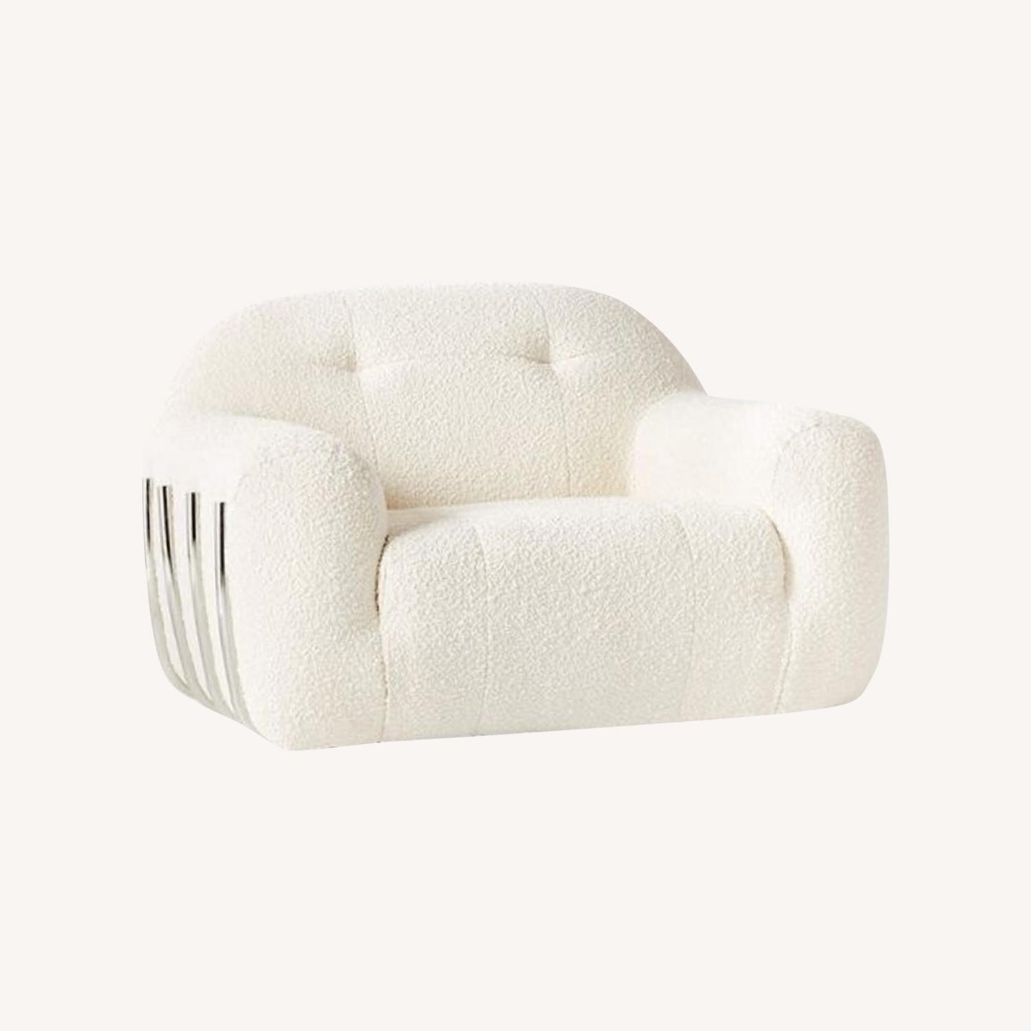 CB2 Brace Cream Boucle Accent Chair - image-5