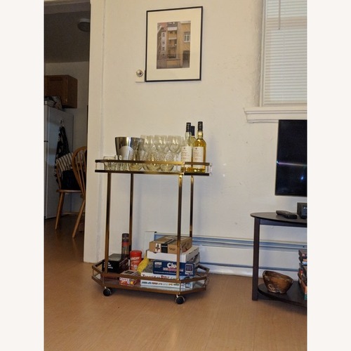 Used Wayfair Everly Quinn Lacole Octagonal Rose Gold Bar Cart for sale on AptDeco