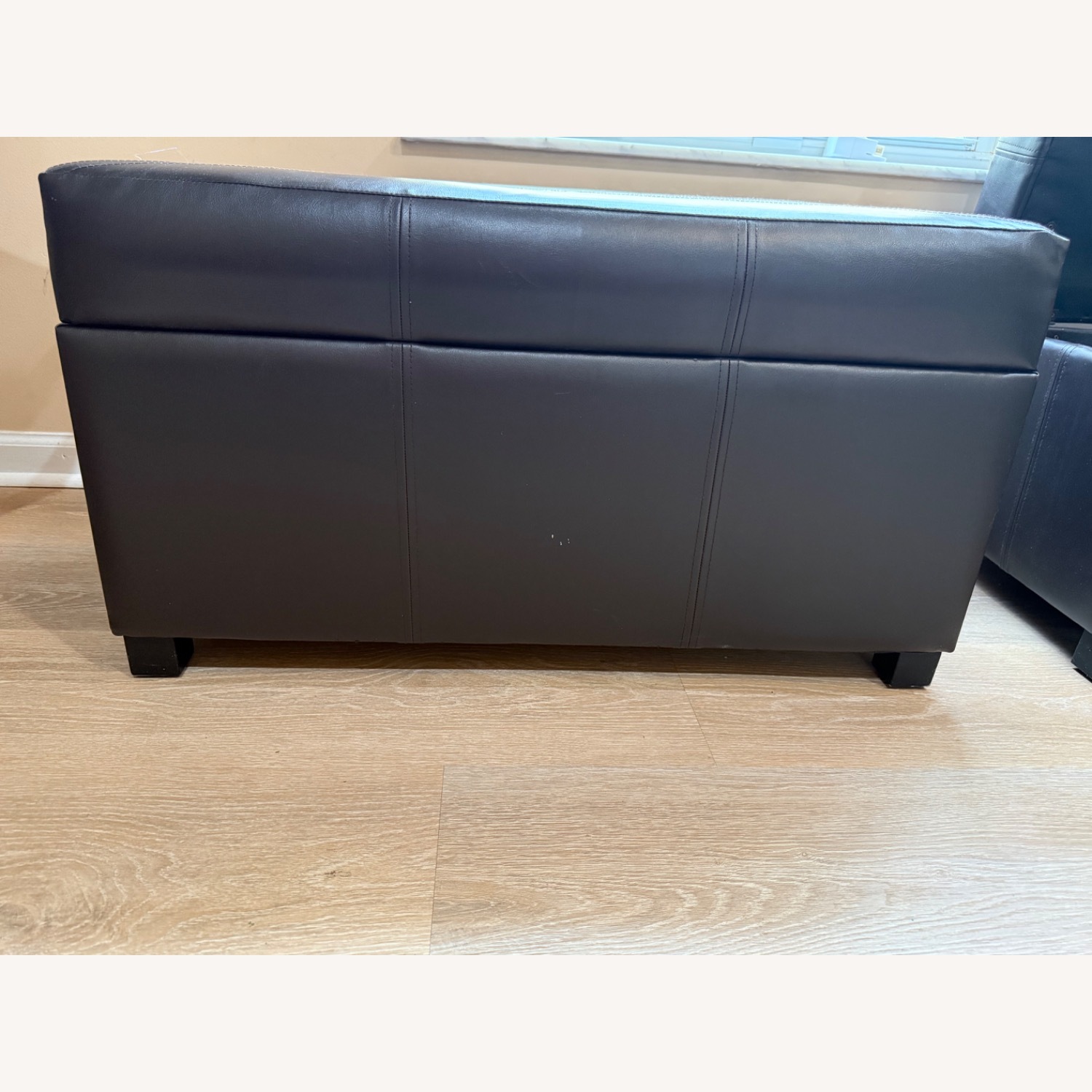 Dark Brown Faux Leather Bench/Storage - image-1