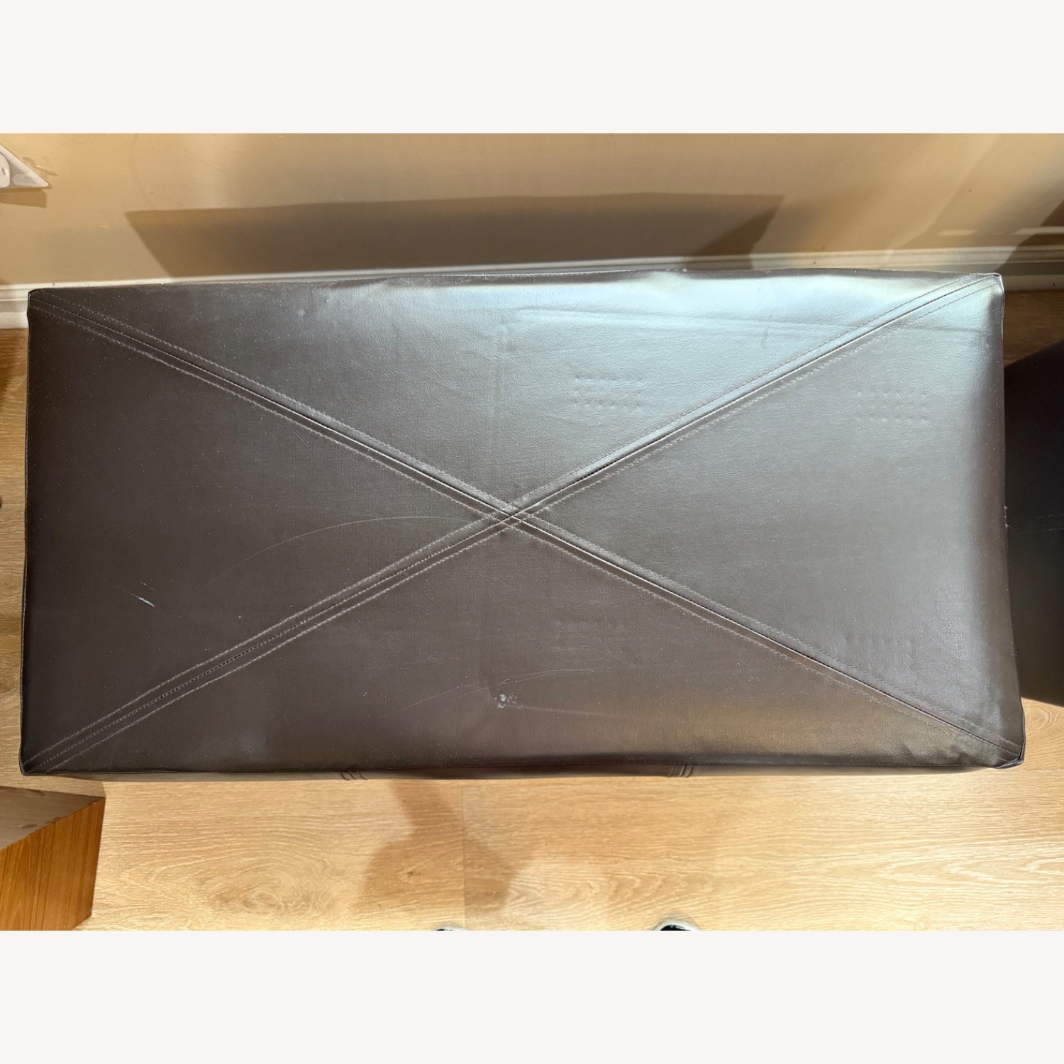 Dark Brown Faux Leather Bench/Storage - image-8
