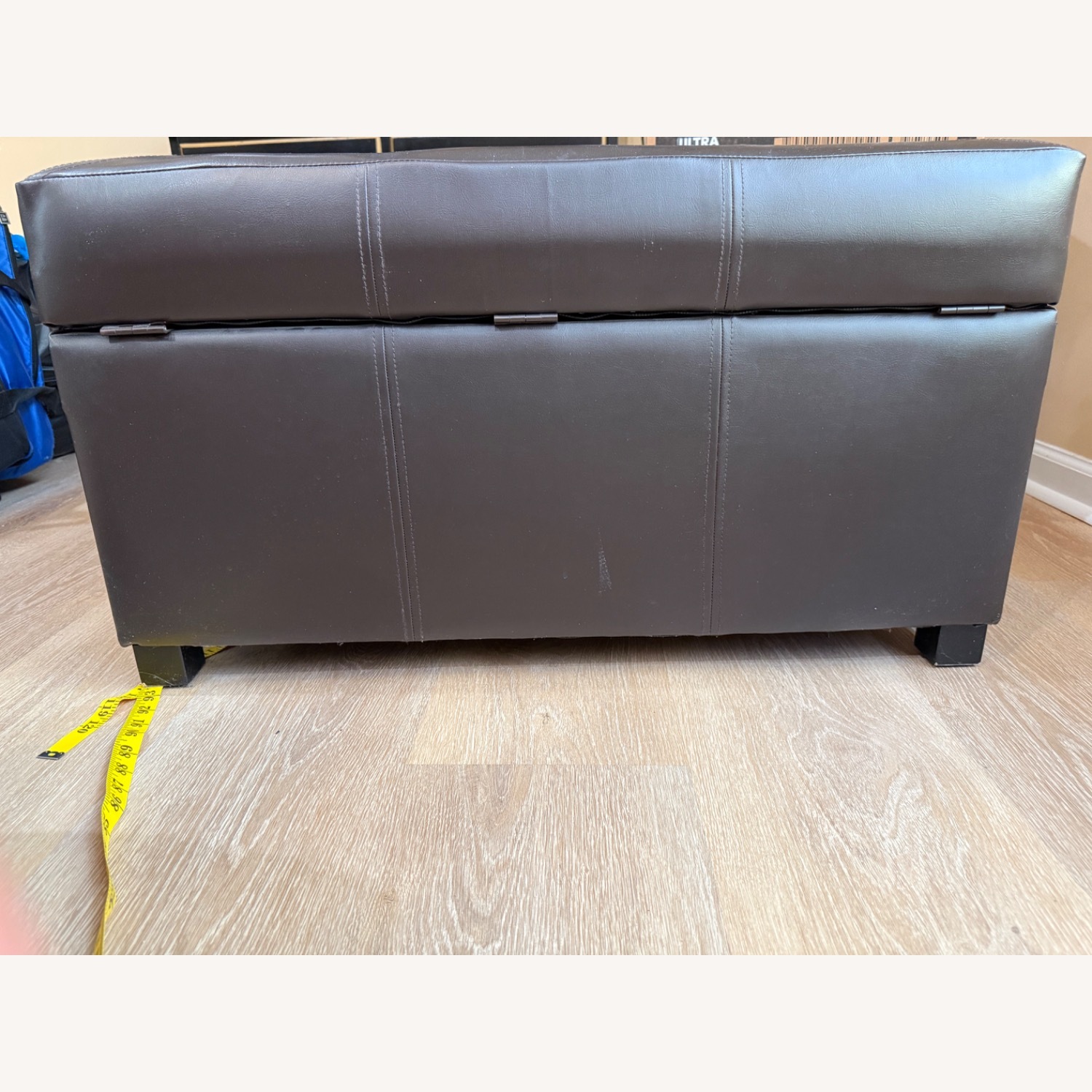 Dark Brown Faux Leather Bench/Storage - image-4
