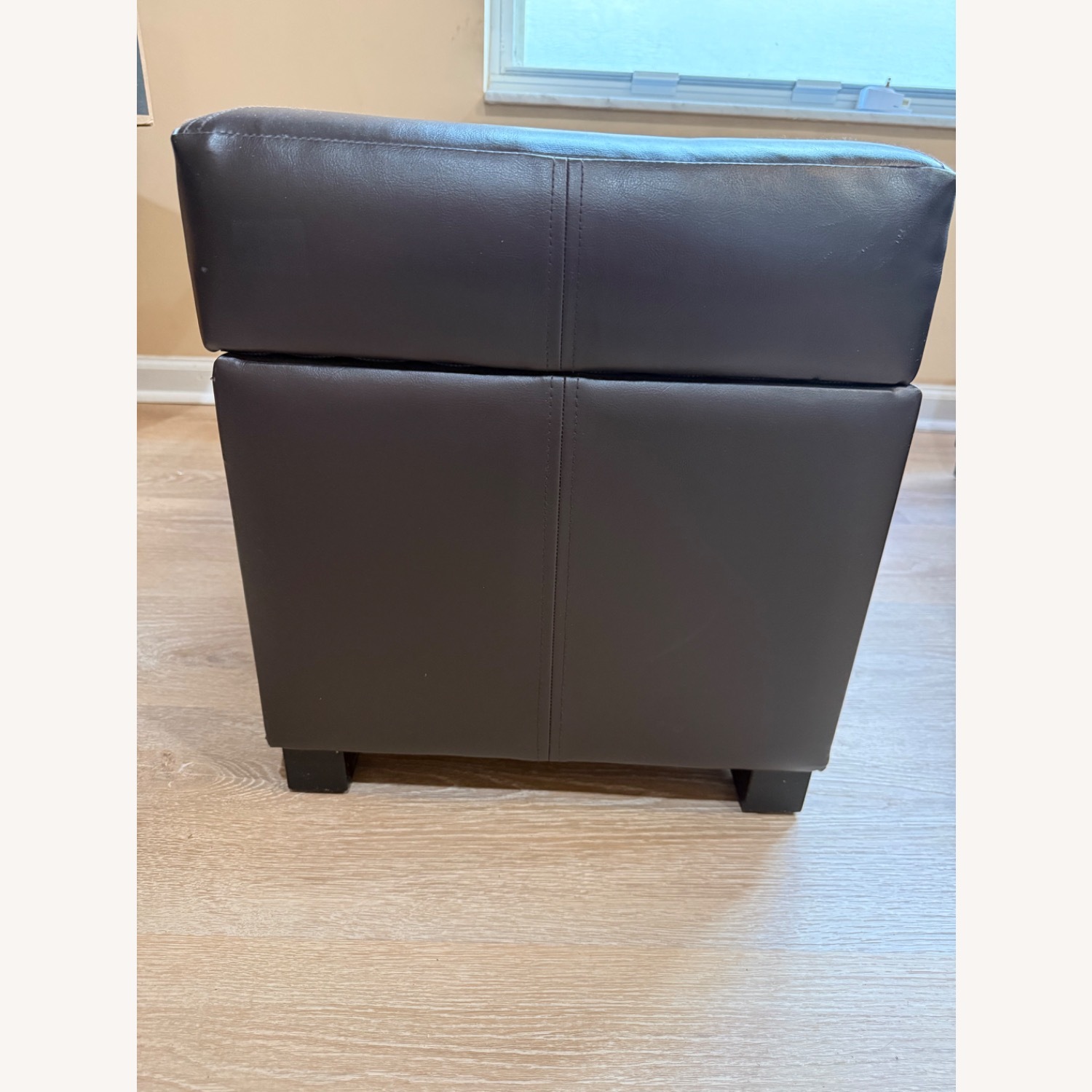 Dark Brown Faux Leather Bench/Storage - image-5