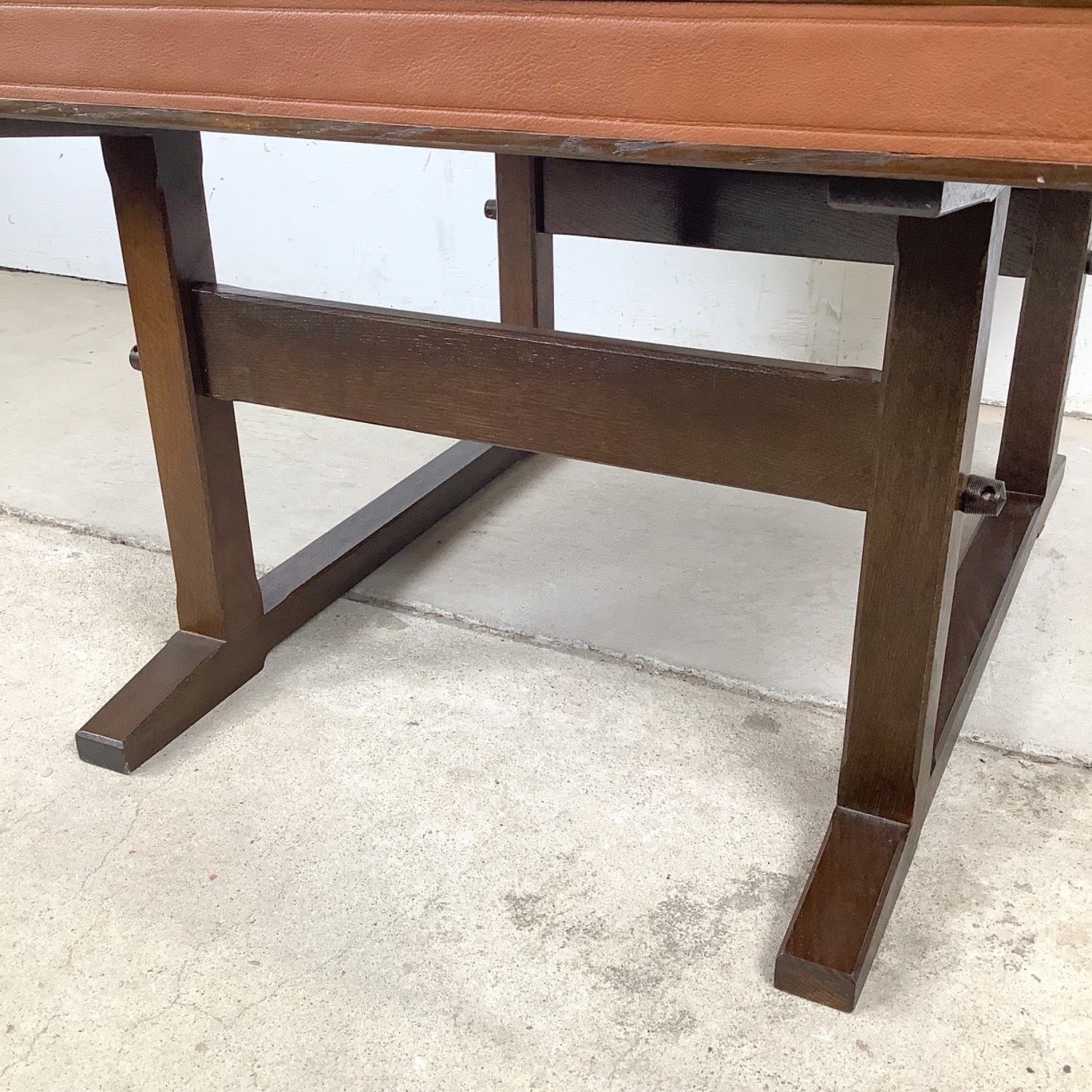 Vintage Studio-Made Square End Table Trestle Base - image-5