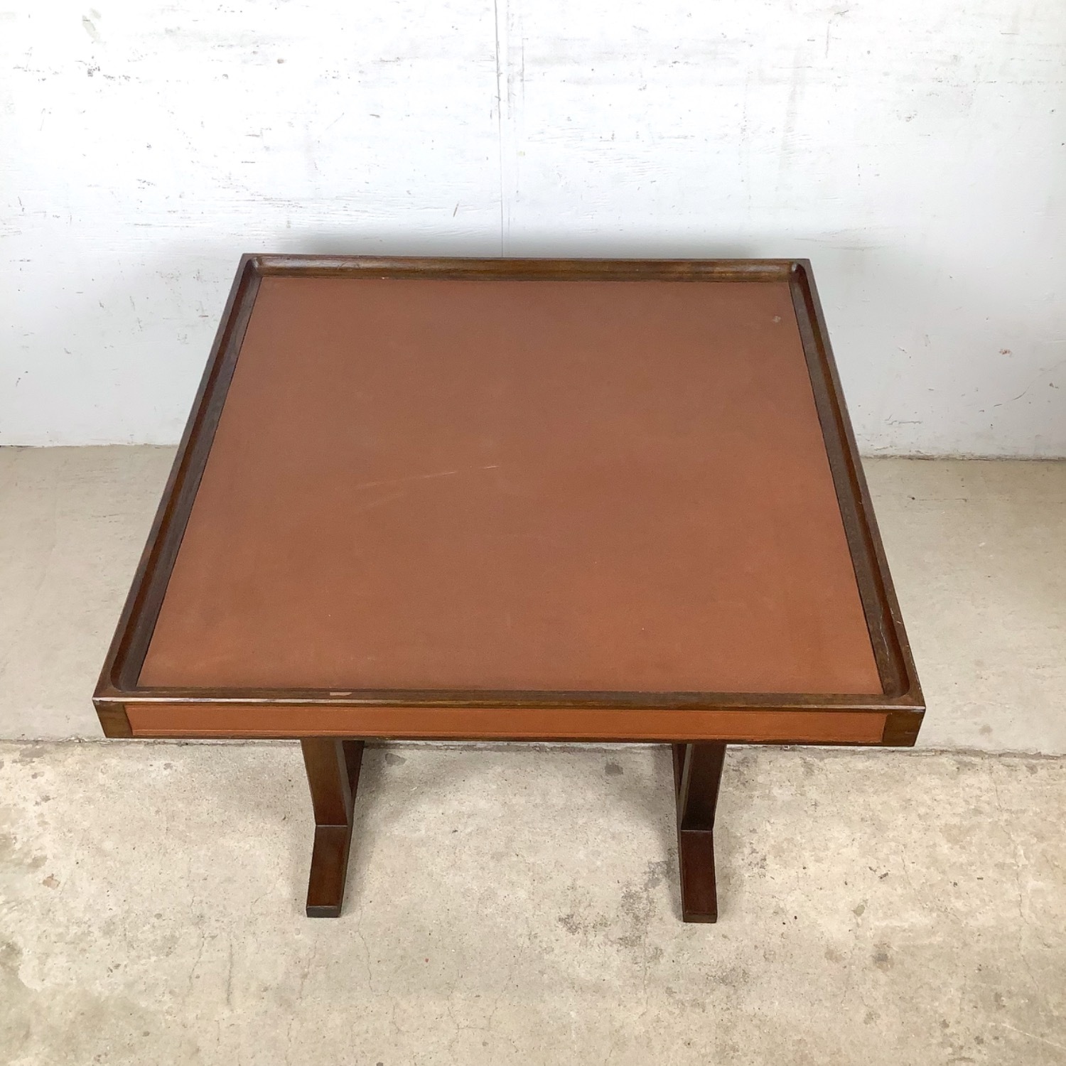 Vintage Studio-Made Square End Table Trestle Base - image-3