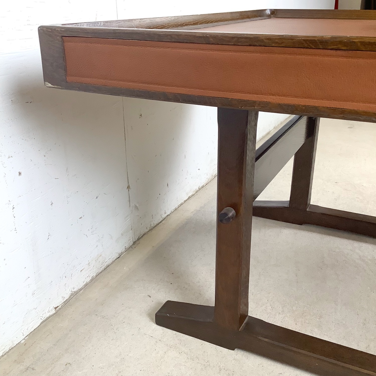 Vintage Studio-Made Square End Table Trestle Base - image-13
