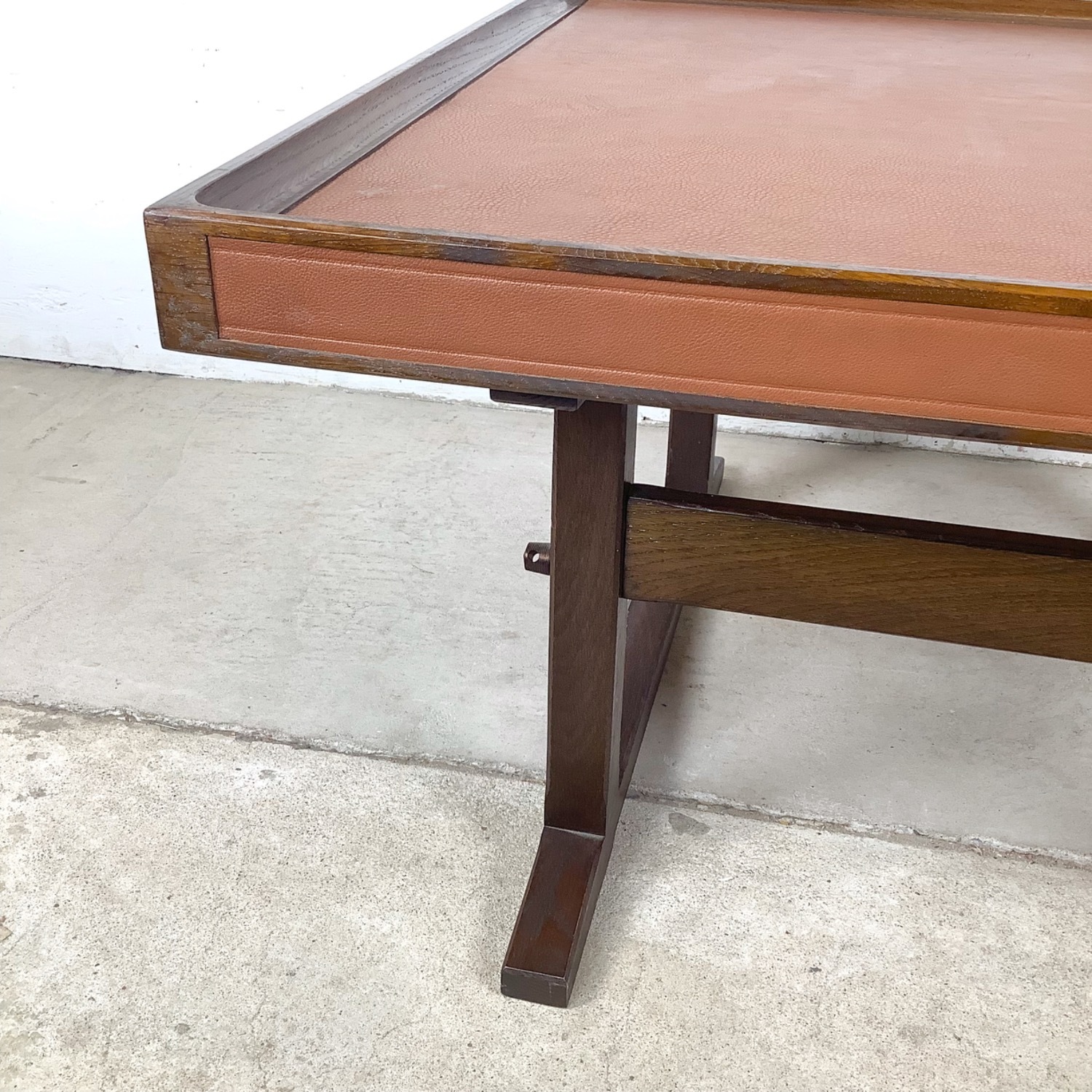 Vintage Studio-Made Square End Table Trestle Base - image-9