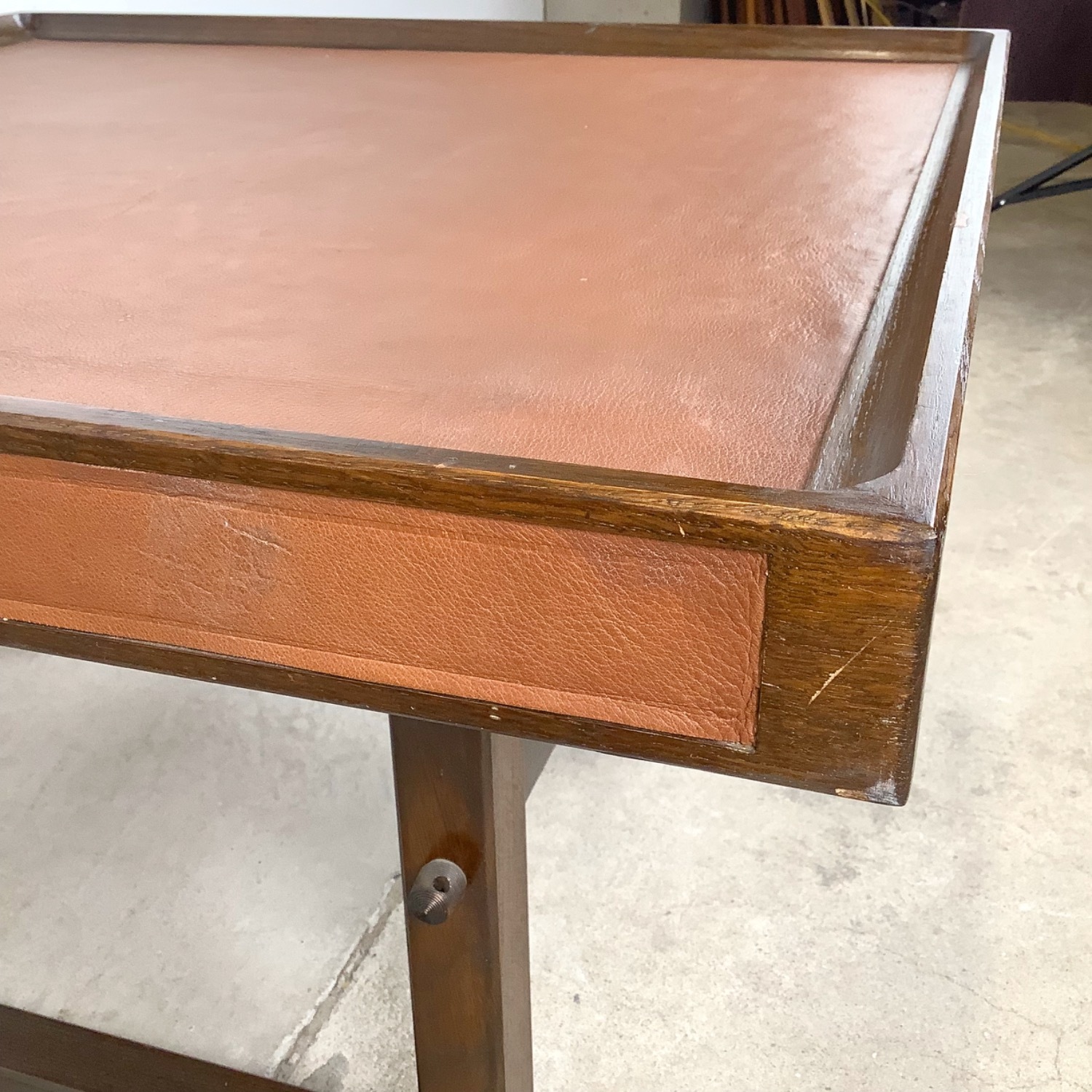 Vintage Studio-Made Square End Table Trestle Base - image-12