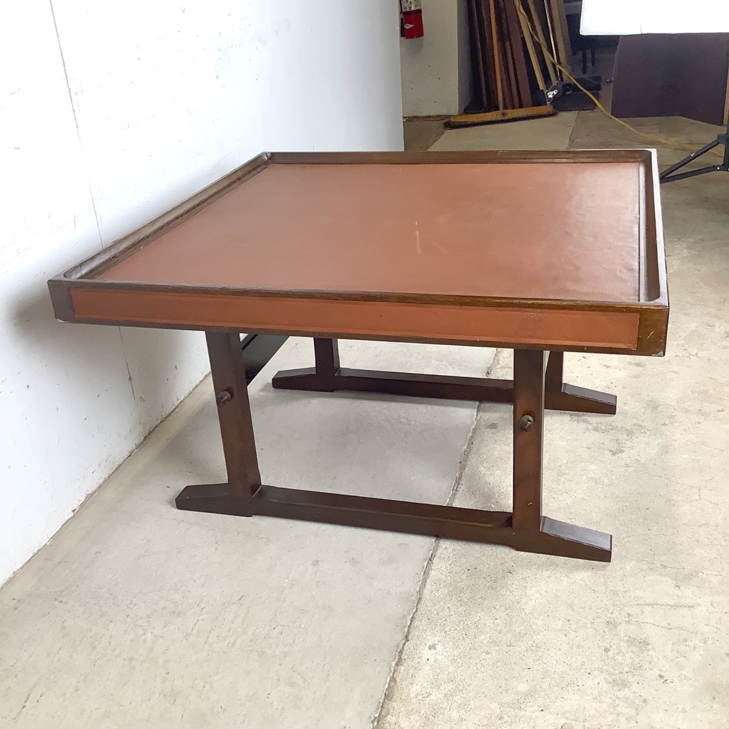 Vintage Studio-Made Square End Table Trestle Base - image-6