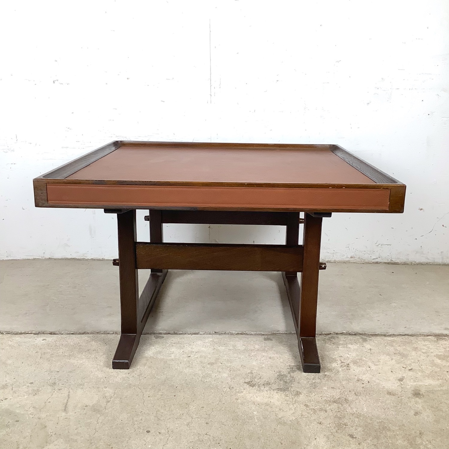 Vintage Studio-Made Square End Table Trestle Base - image-8